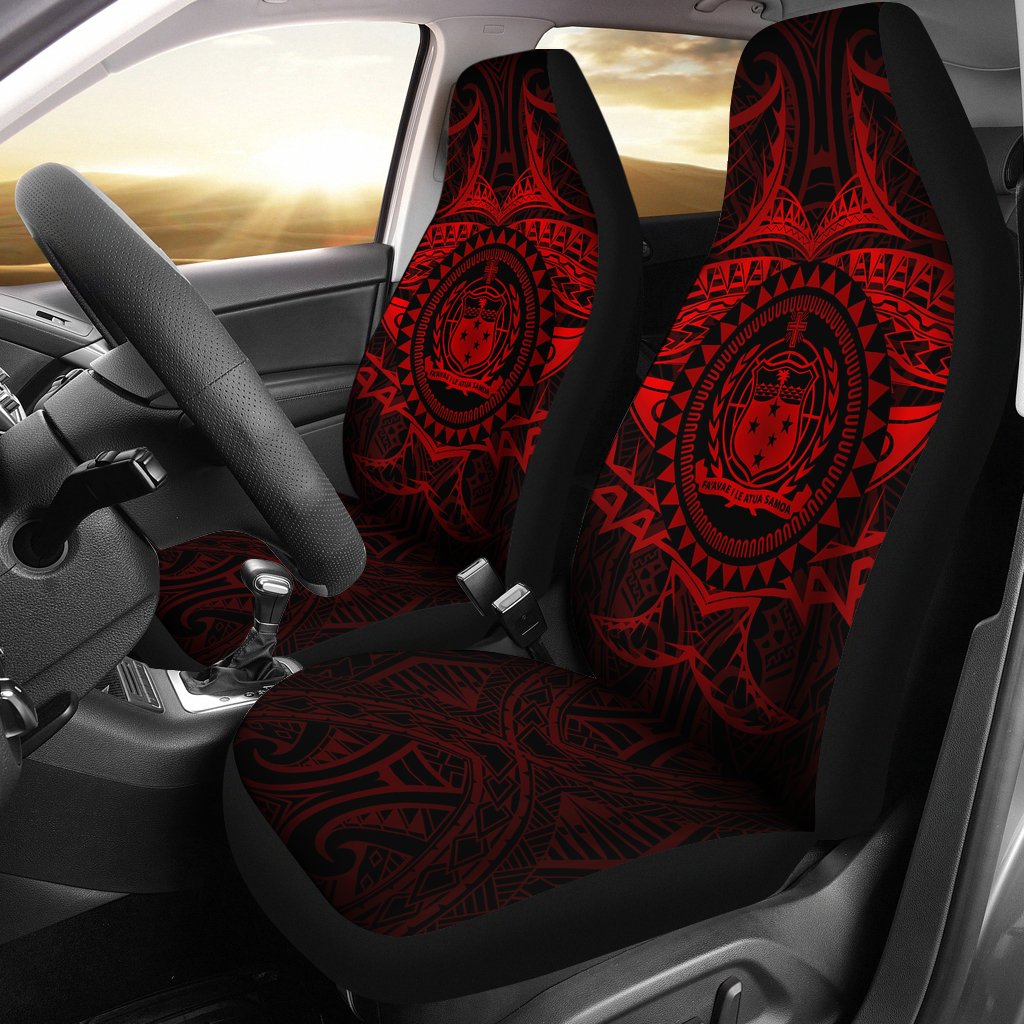 Samoa Polynesian Car Seat Covers - Samoa Red Seal Universal Fit Red - Polynesian Pride