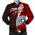 Northern Mariana Islands Polynesian Men's Bomber Jacket - Coat Of Arm With Hibiscus Red - Polynesian Pride