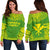 Kanaka Maoli Flag Polynesian Chief Women's Off Shoulder Sweater Green - Polynesian Pride