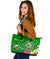 Samoa Custom Personalised Large Leather Tote Bag - Turtle Plumeria (Green) - Polynesian Pride