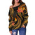 Yap Micronesian Women Off Shoulder Sweater - Gold Plumeria - Polynesian Pride