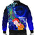 Yap Men's Bomber Jacket - Humpback Whale with Tropical Flowers (Blue) - Polynesian Pride