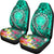 Hawaii Car Seat Covers - Turtle Plumeria Polynesian Tattoo Turquoise Color - Polynesian Pride