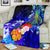 Custom Personalised Yap Premium Blanket - Humpback Whale with Tropical Flowers (Blue) - Polynesian Pride