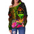 Guam Polynesian Personalised Women's Off Shoulder Sweater - Hibiscus and Banana Leaves - Polynesian Pride