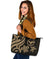 Polynesian Hawaii Large Leather Tote Bag - Gold Tentacle Turtle - Polynesian Pride