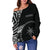 Chuuk Women's Off Shoulder Sweater - Micronesian Pattern Flash Black - Polynesian Pride