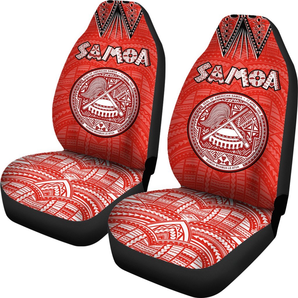American Samoa Car Seat Covers - American Samoa Seal Tribal - K4 Universal Fit Red - Polynesian Pride