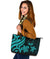 Marshall Islands Large Leather Tote Bag - Tentacle Turtle Turquoise - Polynesian Pride