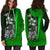 Yap Micronesian Women's Hoodie Dress Green - Turtle With Hook - Polynesian Pride