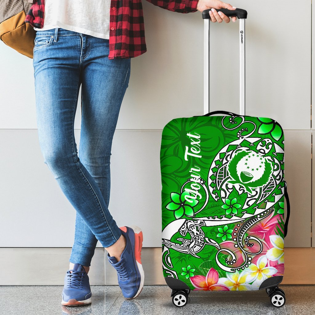 Pohnpei Custom Personalised Luggage Covers - Turtle Plumeria (Green) Green - Polynesian Pride