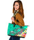 Hawaii Polynesian Leather Tote Bag - Turtle Plumeria (Turquoise) - Polynesian Pride