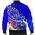 Hawaii Men's Bomber Jacket - Turtle Plumeria Polynesian Tattoo Blue Color - Polynesian Pride