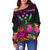 Kosrae Personalised Women's Off Shoulder Sweater - Summer Hibiscus - Polynesian Pride