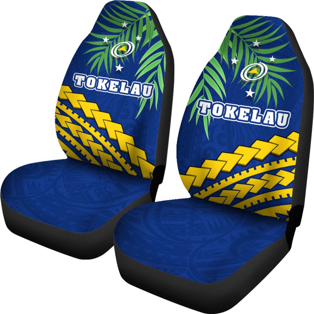 Tokelau Rugby Car Seat Covers Coconut Leaves Universal Fit Blue - Polynesian Pride