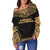 French Polynesia Polynesian Chief Women's Off Shoulder Sweater - Gold Version - Polynesian Pride