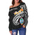 Guam Personalised Women's Off Shoulder Sweater - Guam Seal Polynesian Patterns Plumeria (Black) - Polynesian Pride