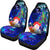 Cook Islands Custom Personalised Car Seat Covers - Humpback Whale with Tropical Flowers (Blue) - Polynesian Pride