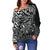 Tonga Polynesian Off Shoulder Sweater (Women) - White Turtle Flowing - Polynesian Pride