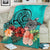 Turtle Polynesian Premium Blanket Hibiscus Polynesian Turquoise - Polynesian Pride