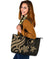 Yap Micronesian Large Leather Tote Bag - Gold Tentacle Turtle - Polynesian Pride