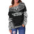 Marshall Islands Polynesian Chief Women's Off Shoulder Sweater - Black Version - Polynesian Pride