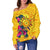 Polynesian Off Shoulder Sweaters - Vanuatu Symbols With Hibiscus - Polynesian Pride