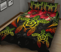 Hawaii Turtle Tropical Polynesian Quilt Bed Set - Iris Style - AH - Polynesian Pride