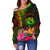 Polynesian Hawaii Polynesian Women's Off Shoulder Sweater - Hibiscus and Banana Leaves - Polynesian Pride