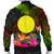 Palau Polynesian Men's Bomber Jacket - Hibiscus and Banana Leaves - Polynesian Pride