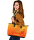 Sun In Leo Zodiac Large Leather Tote Polynesian Tattoo Simple - Orange - Polynesian Pride