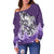 Maori Manaia The Blue Sea Off Shoulder Sweater, Purple - Polynesian Pride