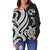 Tonga Women Off Shoulder Sweater - White Tentacle Turtle - Polynesian Pride