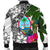 Guam Men's Bomber Jacket White - Turtle Plumeria Banana Leaf - Polynesian Pride