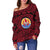 Tahiti Polynesian Women's Off Shoulder Sweater Coat Of Arms - Front Half Style Th5 - Polynesian Pride