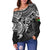 Vanuatu Polynesian Women's Off Shoulder Sweater - White Turtle - Polynesian Pride