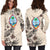 Guam Hoodie Dress - Guam Flag & Beige Hibiscus - Polynesian Pride