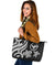 Polynesian Hawaii Large Leather Tote Bag - White Tentacle Turtle - Polynesian Pride