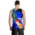 Polynesian Hawaii Men's Tank Top - Humpback Whale with Tropical Flowers (Blue) - Polynesian Pride