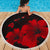 Hawaii Hibiscus Black And Red Beach Blanket - Polynesian Pride