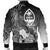 Guam Men's Bomber Jacket - Humpback Whale with Tropical Flowers (White) - Polynesian Pride