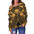 Samoa Polynesian Women's Off Shoulder Sweater - Samoa Gold Seal with Polynesian Tattoo - Polynesian Pride