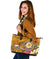 FSM Large Leather Tote Bag - Turtle Plumeria (Gold) - Polynesian Pride