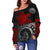 American Samoa Polynesian Off Shoulder Sweater - Polynesian Turtle (Red) - Polynesian Pride