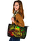 Polynesian Wallis and Futuna Large Leather Tote Bag - Reggae Shark Polynesian Tattoo - Polynesian Pride