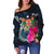 Fiji Polynesian Women's Off Shoulder Sweater - Tropical Flower - Polynesian Pride