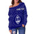 Guam Personalised Women's Off Shoulder Sweater - Guam Seal With Polynesian Tattoo Style (Blue) - Polynesian Pride