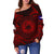 American Samoa Polynesian Women's Off Shoulder Sweater - Red Seal - Polynesian Pride