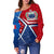 Samoa Women's Off Shoulder Sweater - Samoa Flag with Polynesian Patterns - Polynesian Pride