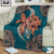 Hawaii Polynesian Turtle Hibiscus Premium Blanket - Orange - Polynesian Pride